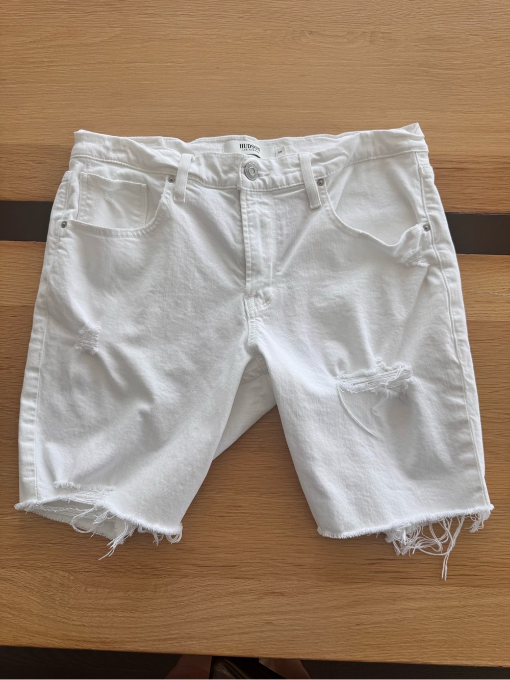 Men’s Hudson Jeans White Distressed Men's Denim Shorts